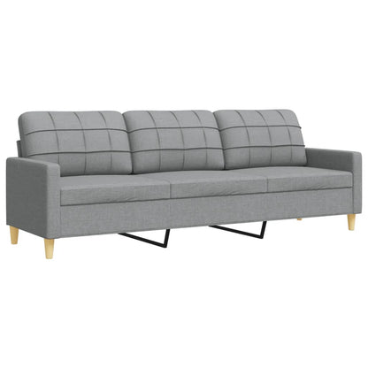 Set Divani 3 pz con Cuscini Decorativi Grigio Chiaro in Tessuto | homemem39