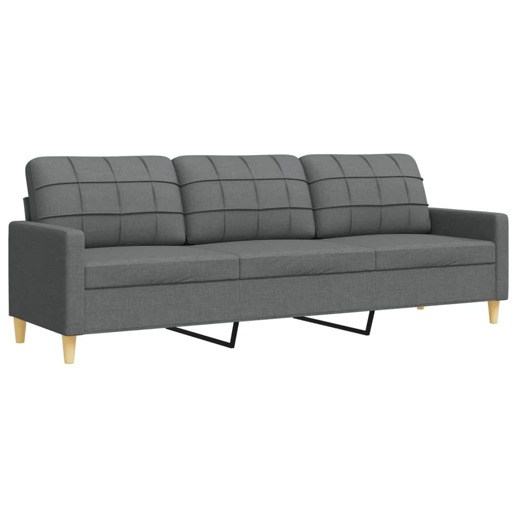 Set di Divani 3 pz con Cuscini Grigio Scuro in Tessuto | homemem39