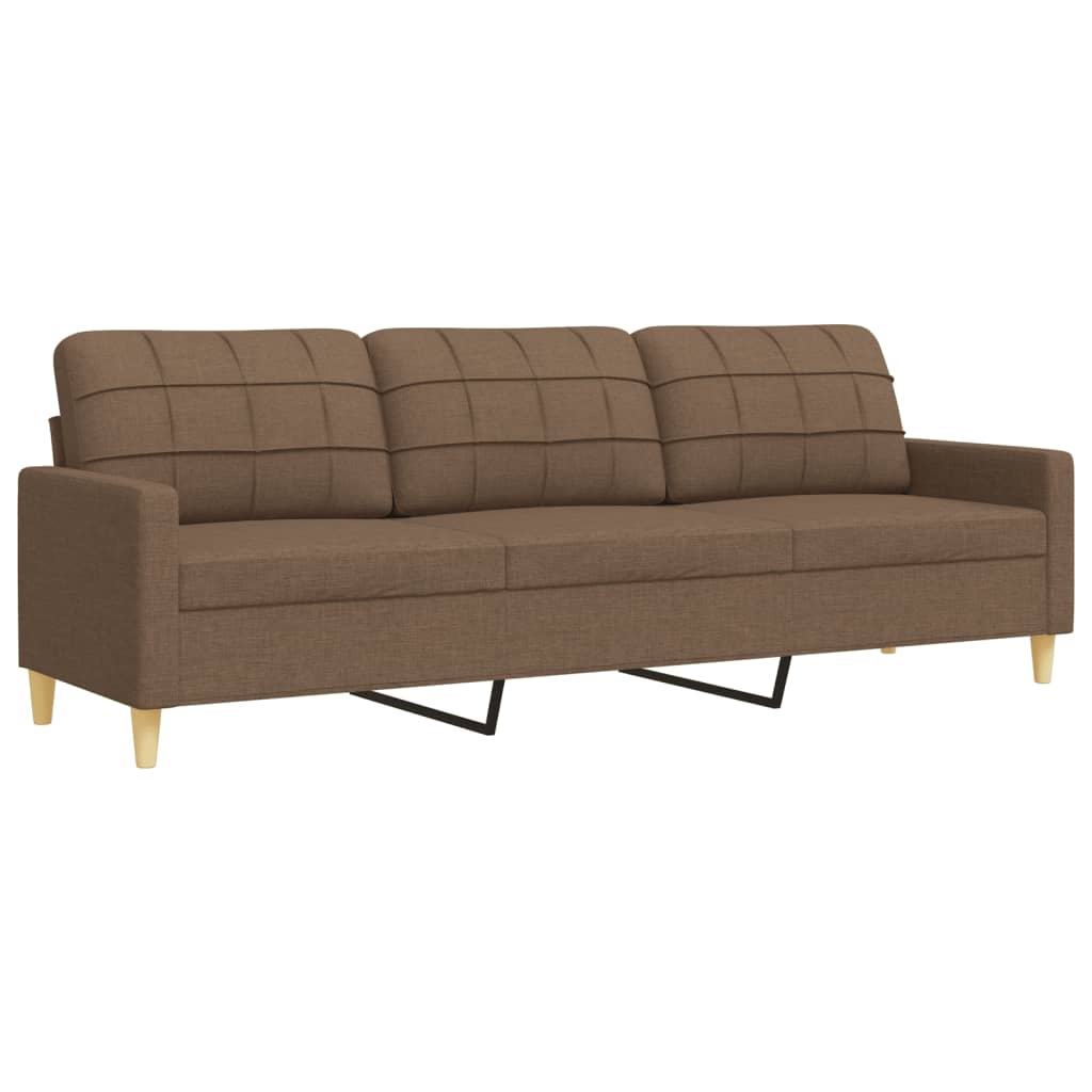 Set Divani 4 pz con Poggiapiedi e Cuscini Marrone Tessuto