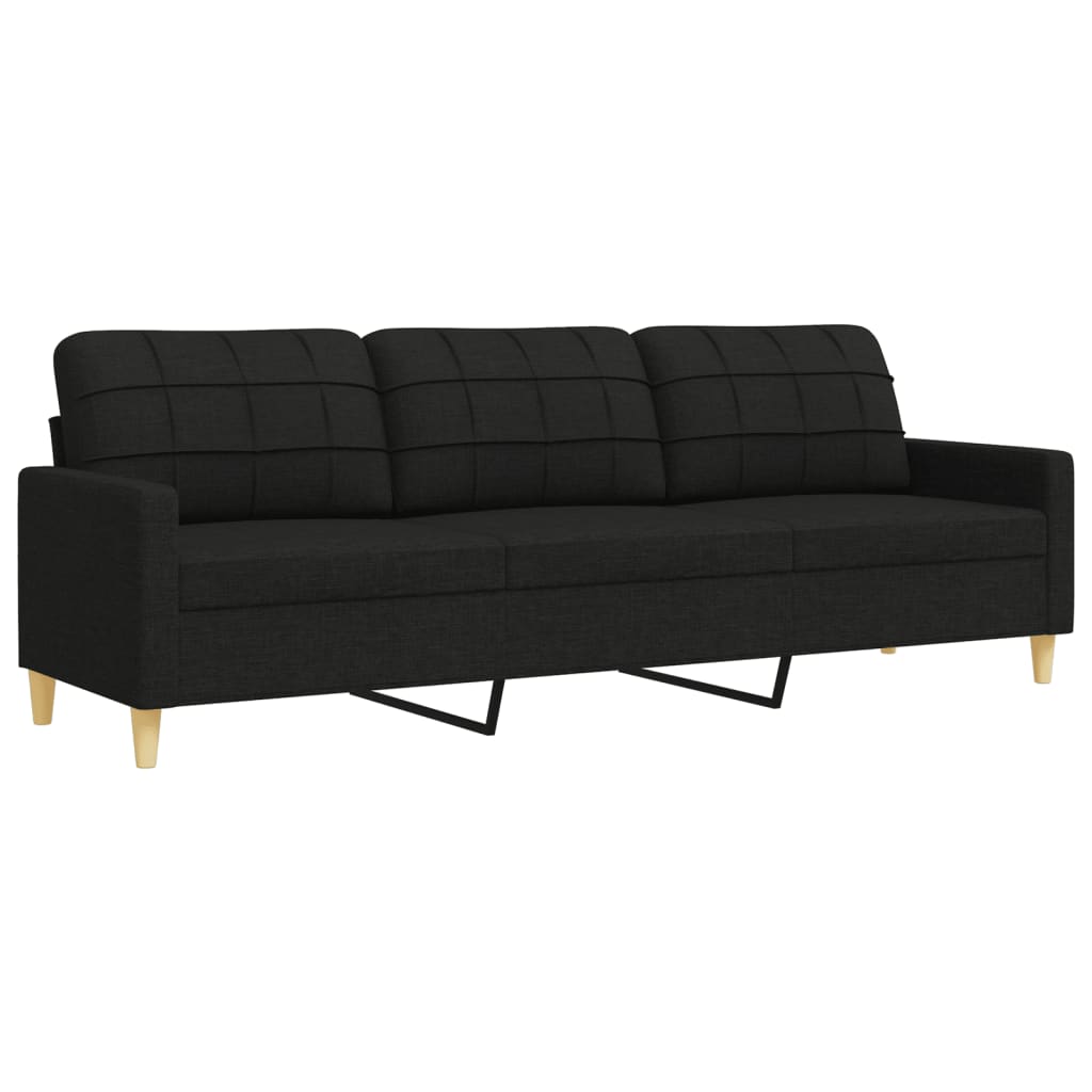 Set Divani 4 pz con Poggiapiedi e Cuscini Nero in Tessuto | homemem39