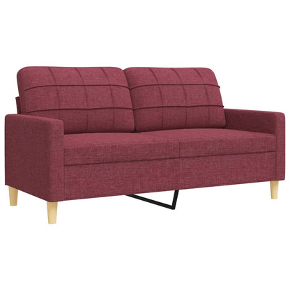 Set di Divani 4 pz con Poggiapiedi Rosso Vino in Tessuto | homemem39