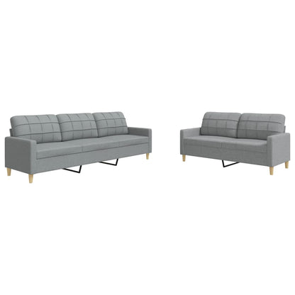 Set di Divani 2 pz Grigio Chiaro in Tessuto | homemem39