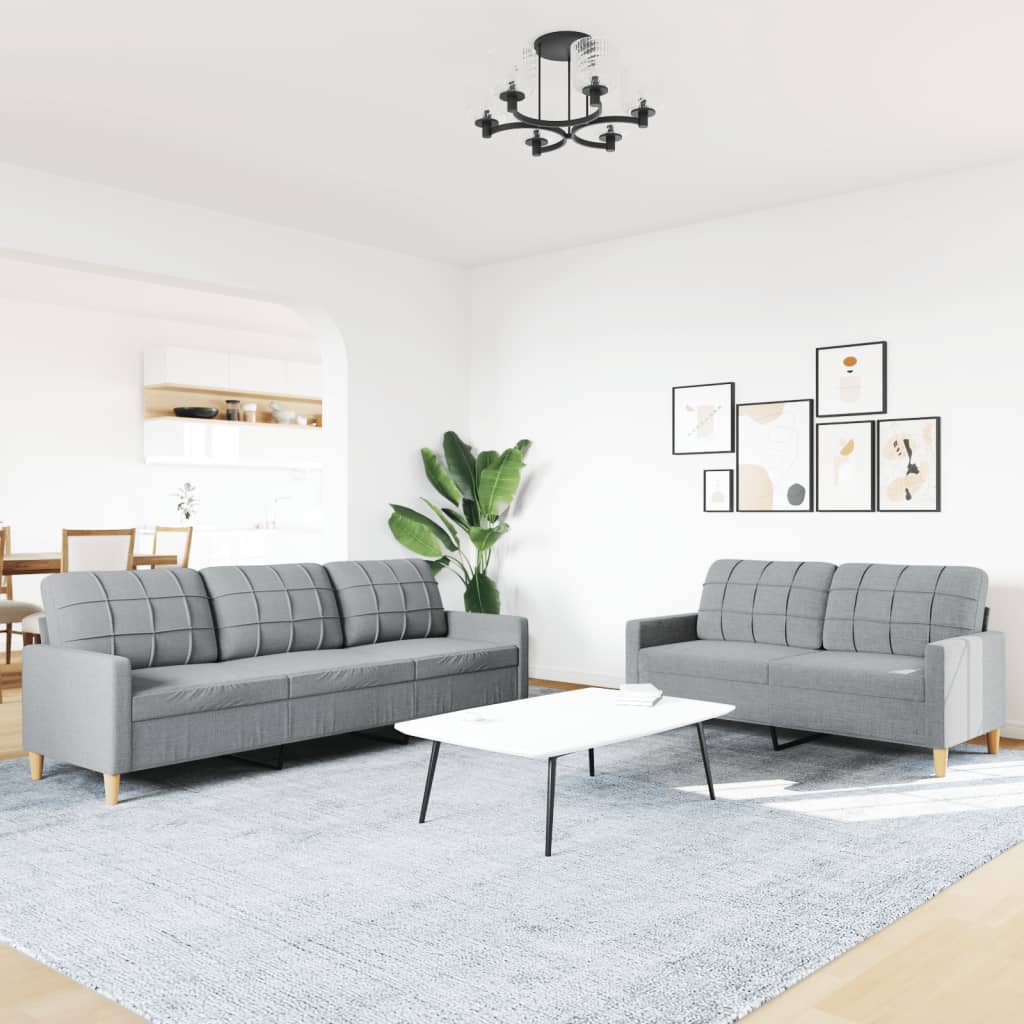 Set di Divani 2 pz Grigio Chiaro in Tessuto | homemem39