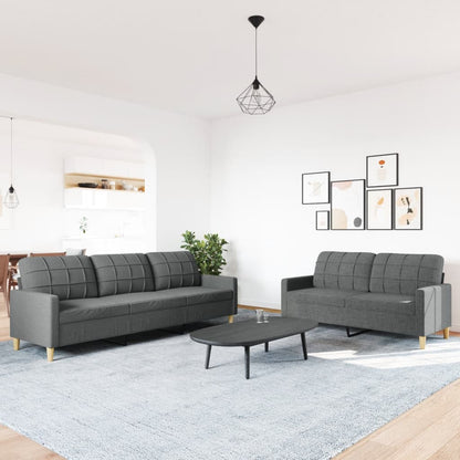 Set di Divani 2 pz Grigio Scuro in Tessuto | homemem39