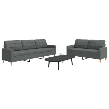 Set di Divani 2 pz Grigio Scuro in Tessuto | homemem39