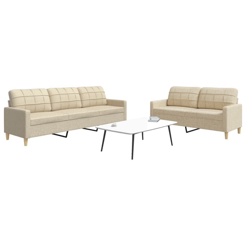 Set di Divani 2 pz Crema in Tessuto | homemem39