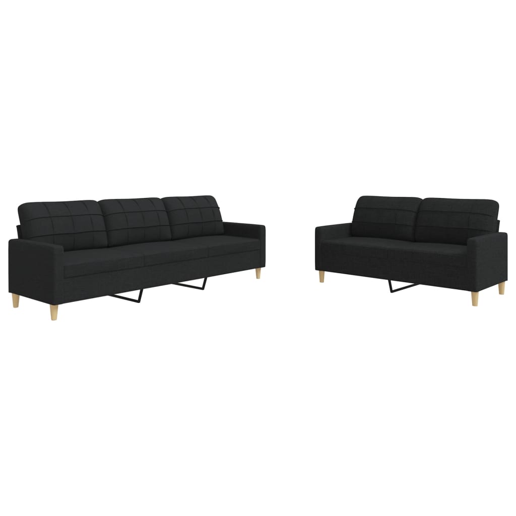 Set di Divani 2 pz Nero in Tessuto | homemem39