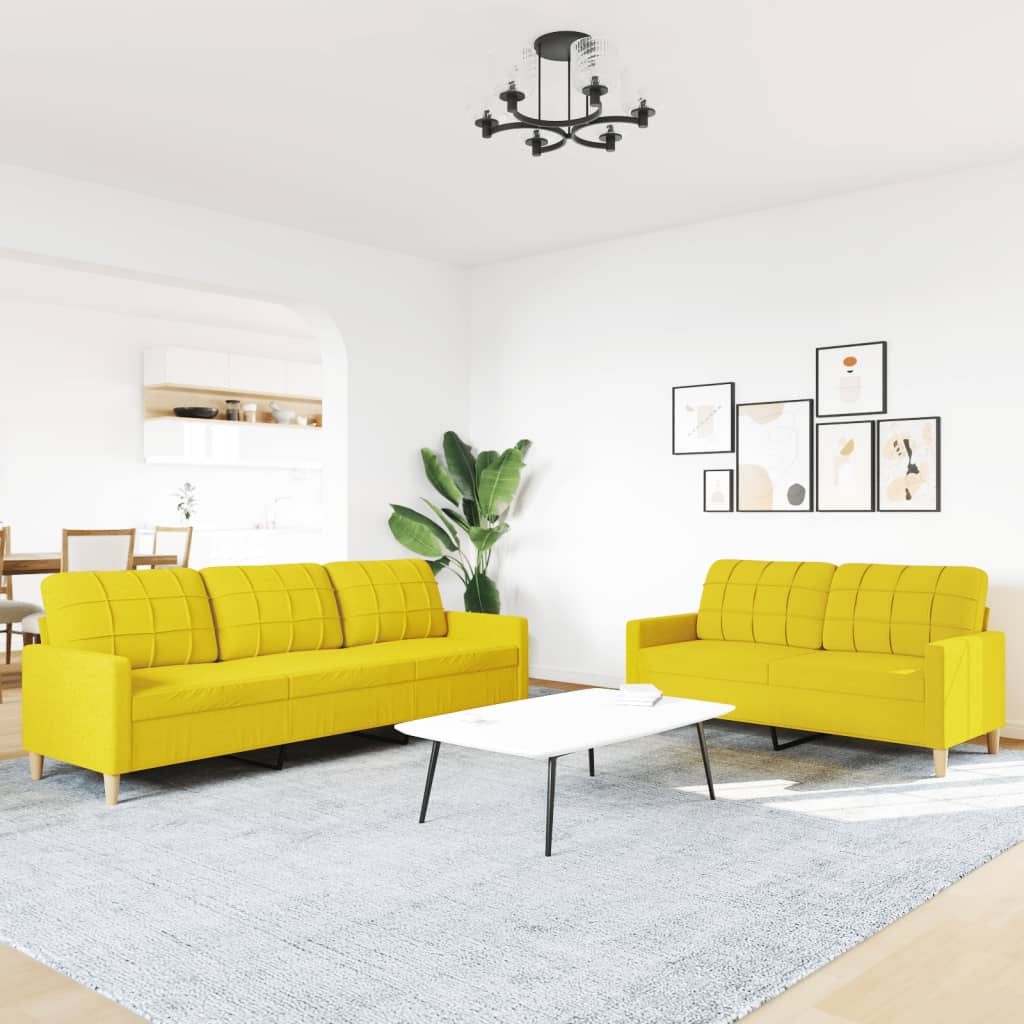 Set di Divani 2 pz Giallo Chiaro in Tessuto | homemem39