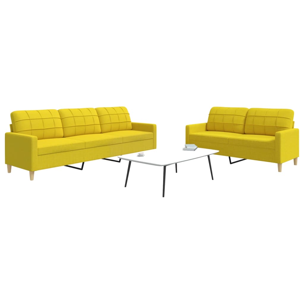 Set di Divani 2 pz Giallo Chiaro in Tessuto | homemem39
