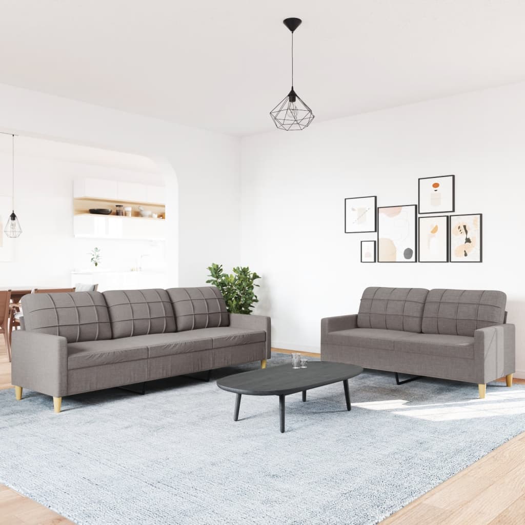 Set di Divani 2 pz Tortora in Tessuto | homemem39