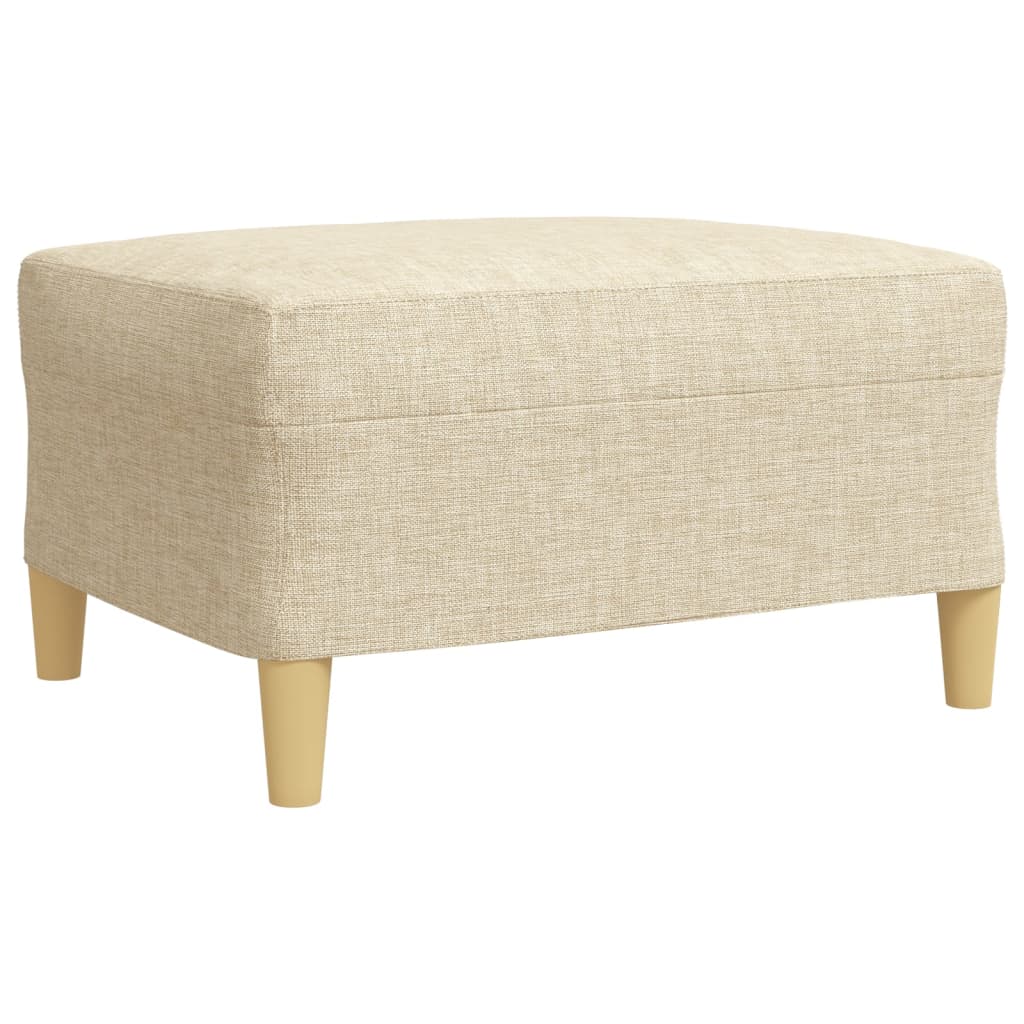 Set di Divani 3 pz con Poggiapiedi Crema in Tessuto