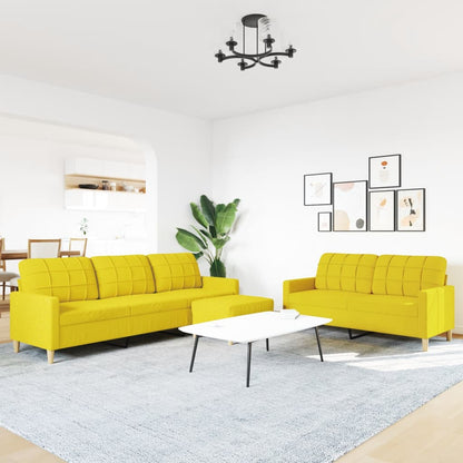 Set di Divani 3 pz con Poggiapiedi Giallo Chiaro in Tessuto | homemem39