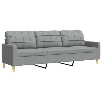 Set Divani 3 pz con Poggiapiedi e Cuscini Grigio Chiaro Tessuto | homemem39