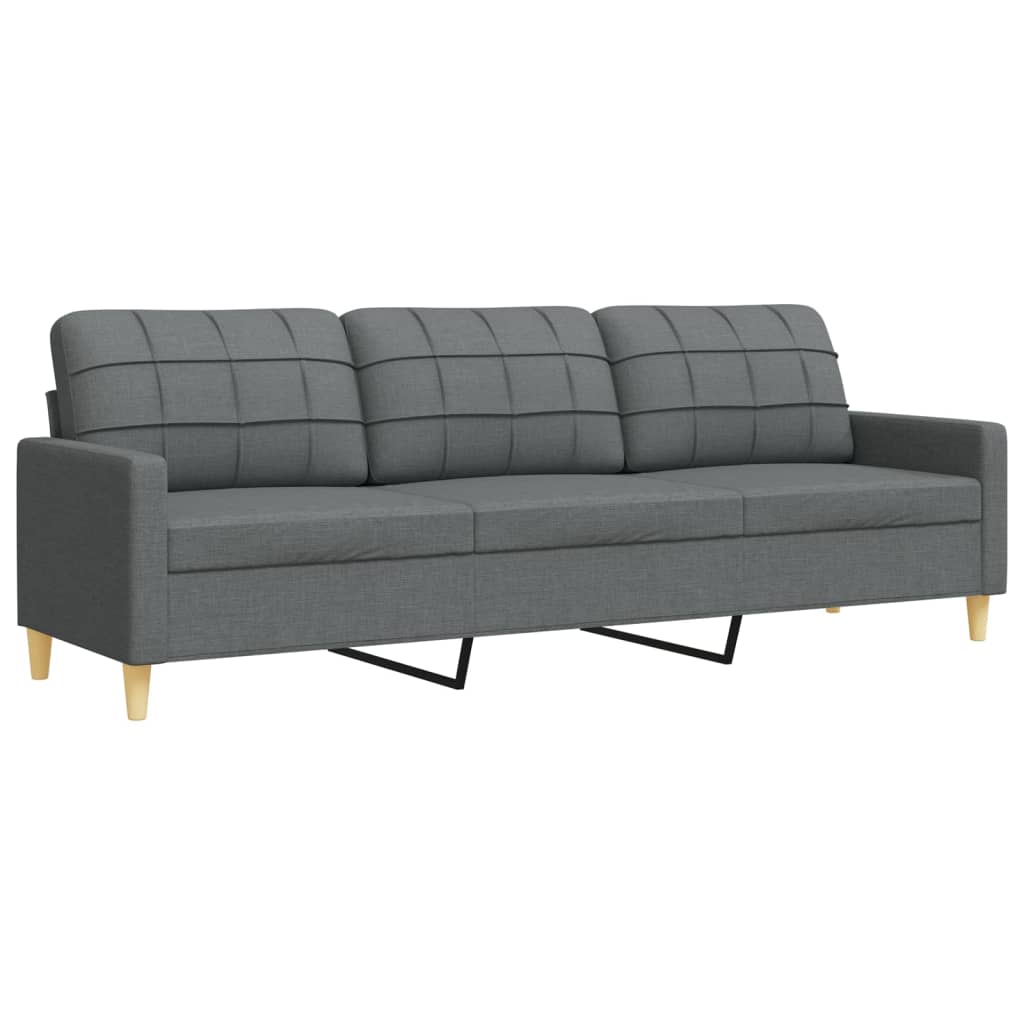 Set Divani 3 pz con Poggiapiedi e Cuscini Grigio Scuro Tessuto | homemem39