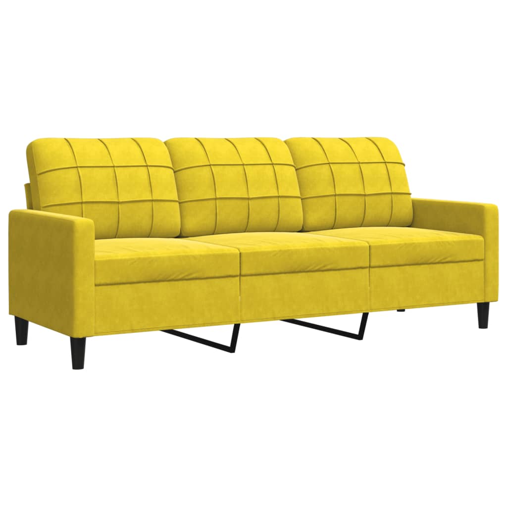 Set di Divani 3 pz con Cuscini giallo in Velluto - homemem39