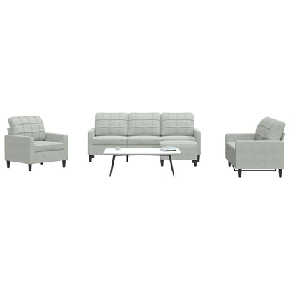 Set di Divani 4 pz con Cuscini Grigio Chiaro in Velluto | homemem39
