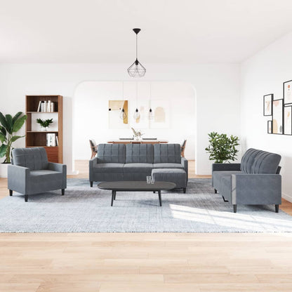 Set di Divani 4 pz con Cuscini Grigio Scuro in Velluto