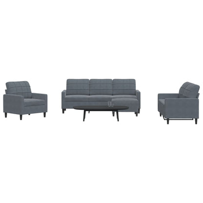 Set di Divani 4 pz con Cuscini Grigio Scuro in Velluto
