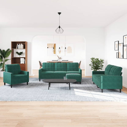 Set di Divani 4 pz con Cuscini Verde scuro in Velluto