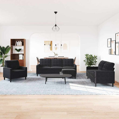 Set di Divani 4 pz con Cuscini Nero in Velluto | homemem39