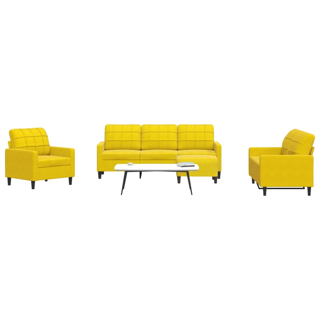 Set di Divani 4 pz con Cuscini giallo in Velluto - homemem39