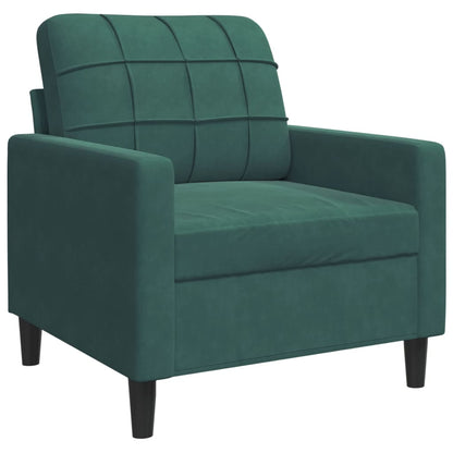 Set di Divani 4 pz con Cuscini e Rinforzi Verde scuro Velluto