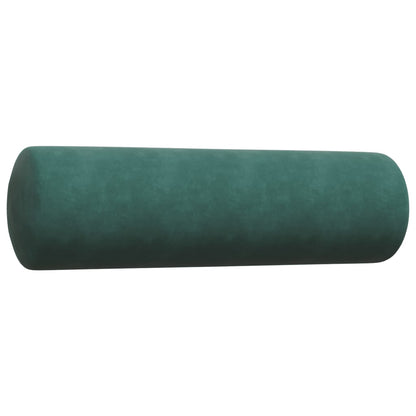 Set di Divani 4 pz con Cuscini e Rinforzi Verde scuro Velluto