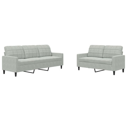 Set di Divani 2 pz con Cuscini Grigio Chiaro in Velluto | homemem39