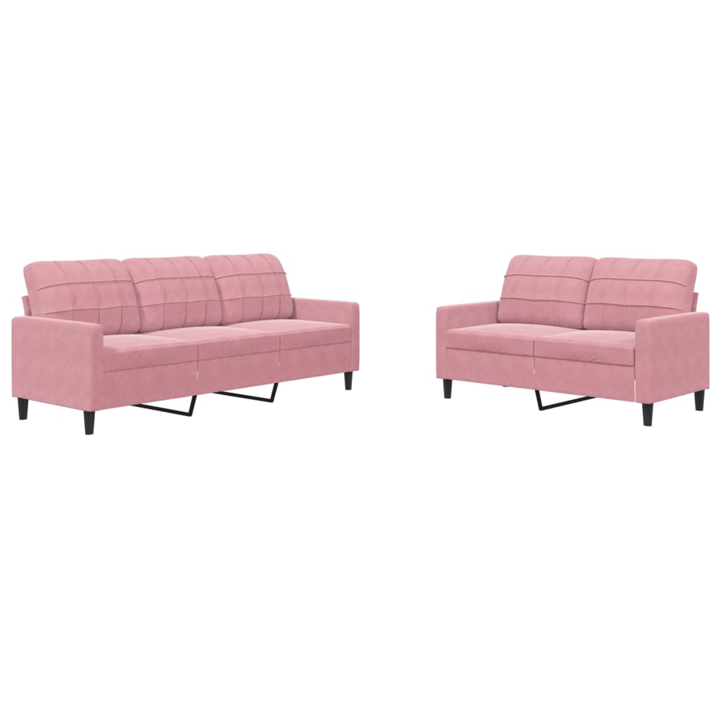 Set di Divani 2 pz con Cuscini rosa in Velluto - homemem39