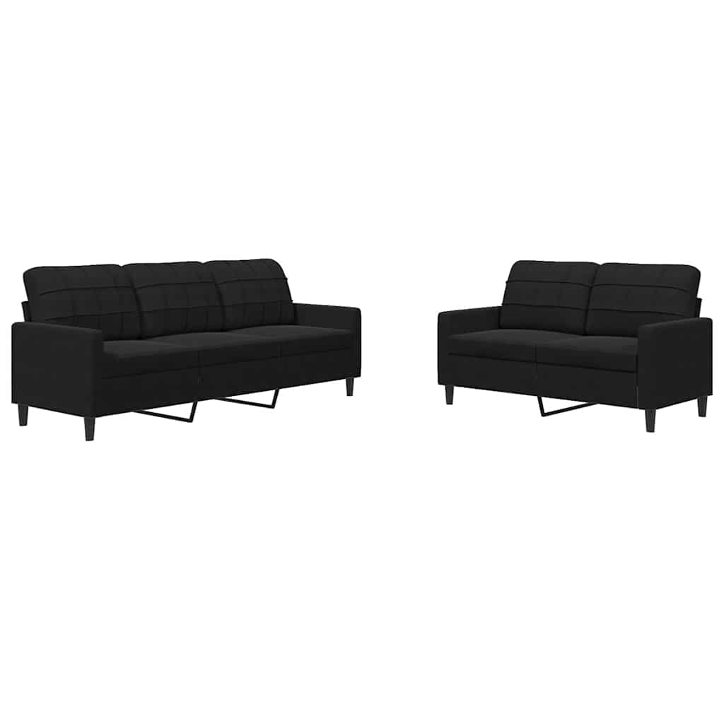 Set di Divani 2 pz con Cuscini Nero in Velluto | homemem39