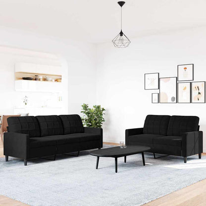 Set di Divani 2 pz con Cuscini Nero in Velluto | homemem39