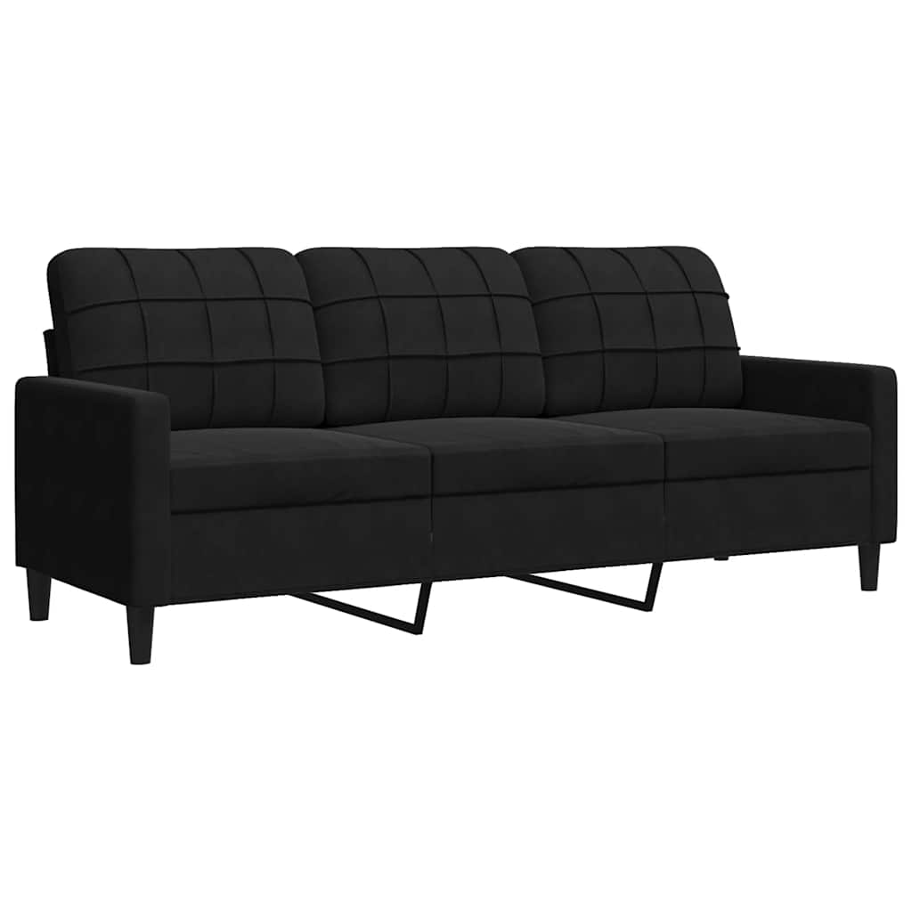 Set di Divani 2 pz con Cuscini Nero in Velluto | homemem39