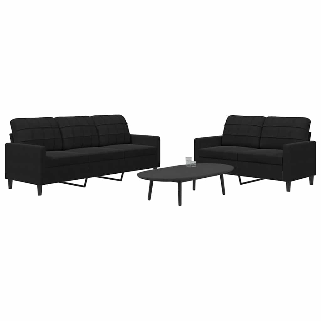Set di Divani 2 pz con Cuscini Nero in Velluto | homemem39