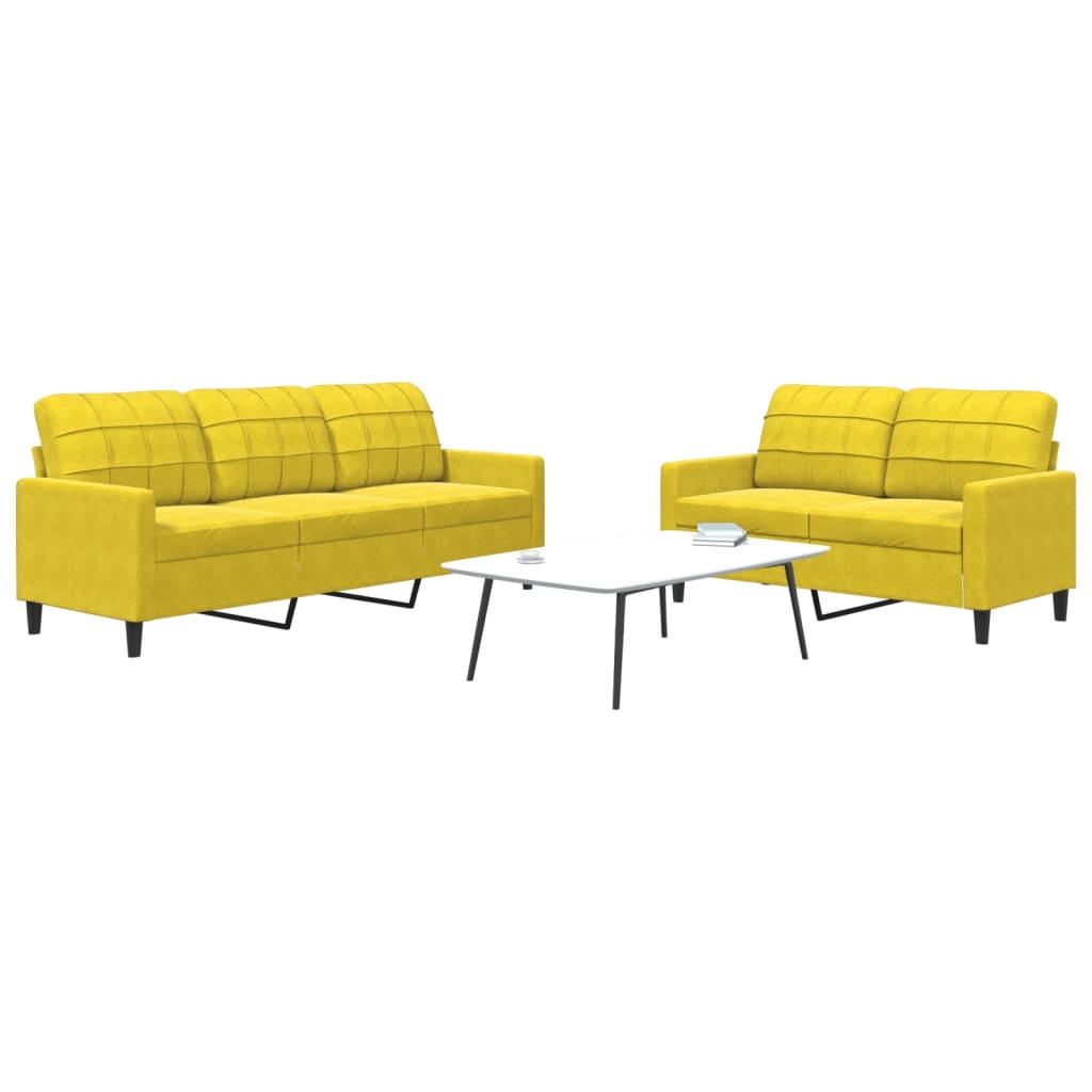 Set di Divani 2 pz con Cuscini giallo in Velluto - homemem39