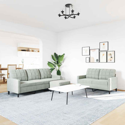 Set di Divani 3 pz con Cuscini Grigio Chiaro in Velluto | homemem39