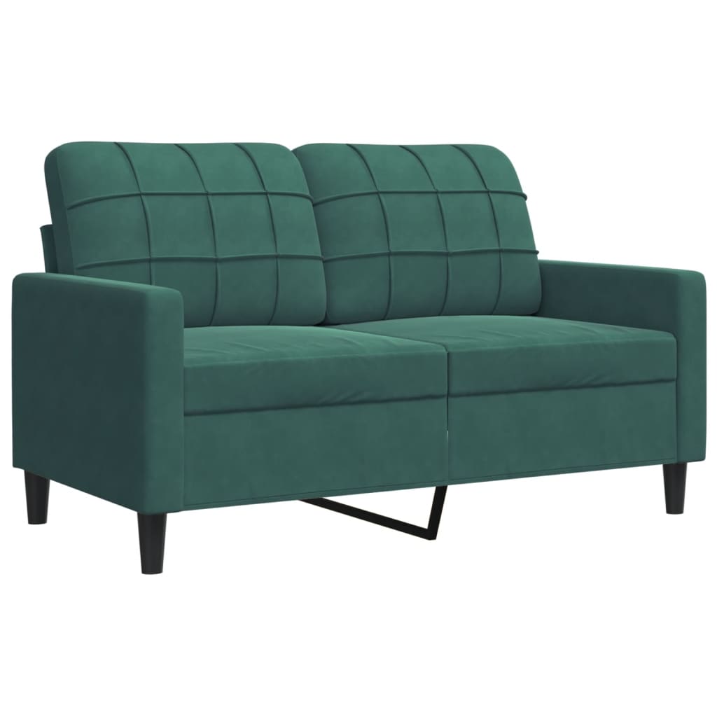 Set di Divani 3 pz con Cuscini Verde scuro in Velluto