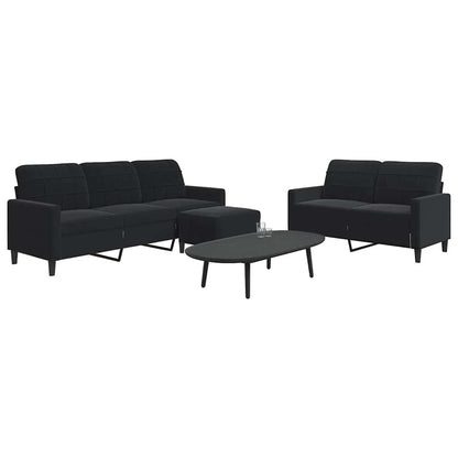 Set di Divani 3 pz con Cuscini Nero in Velluto | homemem39