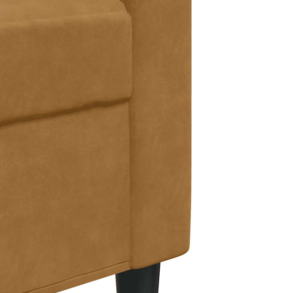Set di Divani 3 pz con Cuscini Marrone in Velluto | homemem39