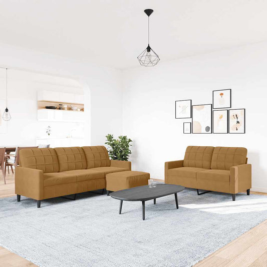 Set di Divani 3 pz con Cuscini Marrone in Velluto | homemem39
