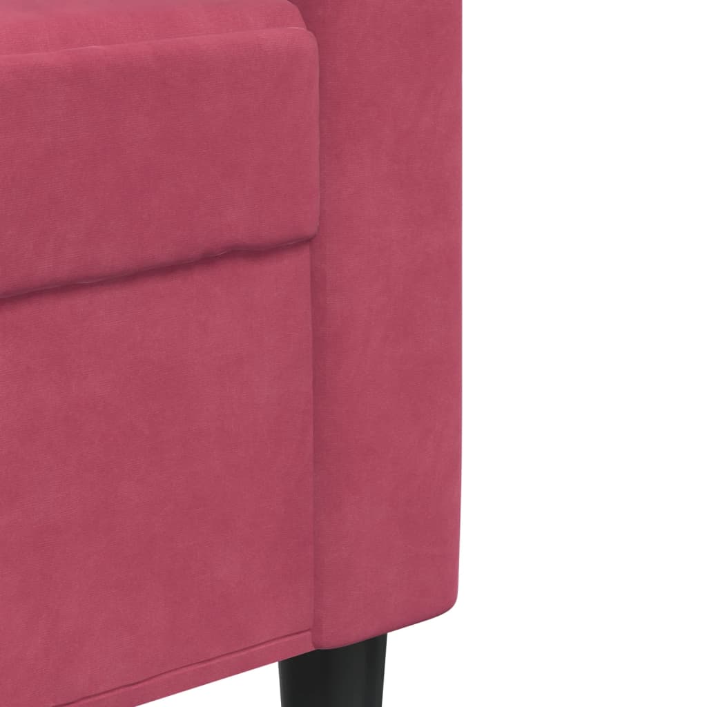 Set di Divani 2 pz con Cuscini e Rinforzi Rosso Vino in Velluto | homemem39