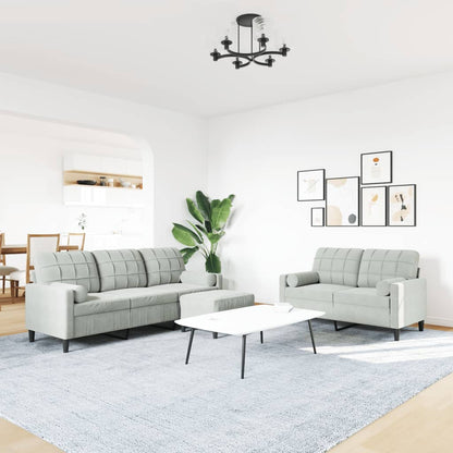 Set di Divani 3 pz con Cuscini e Rinforzi Grigio Chiaro Velluto | homemem39