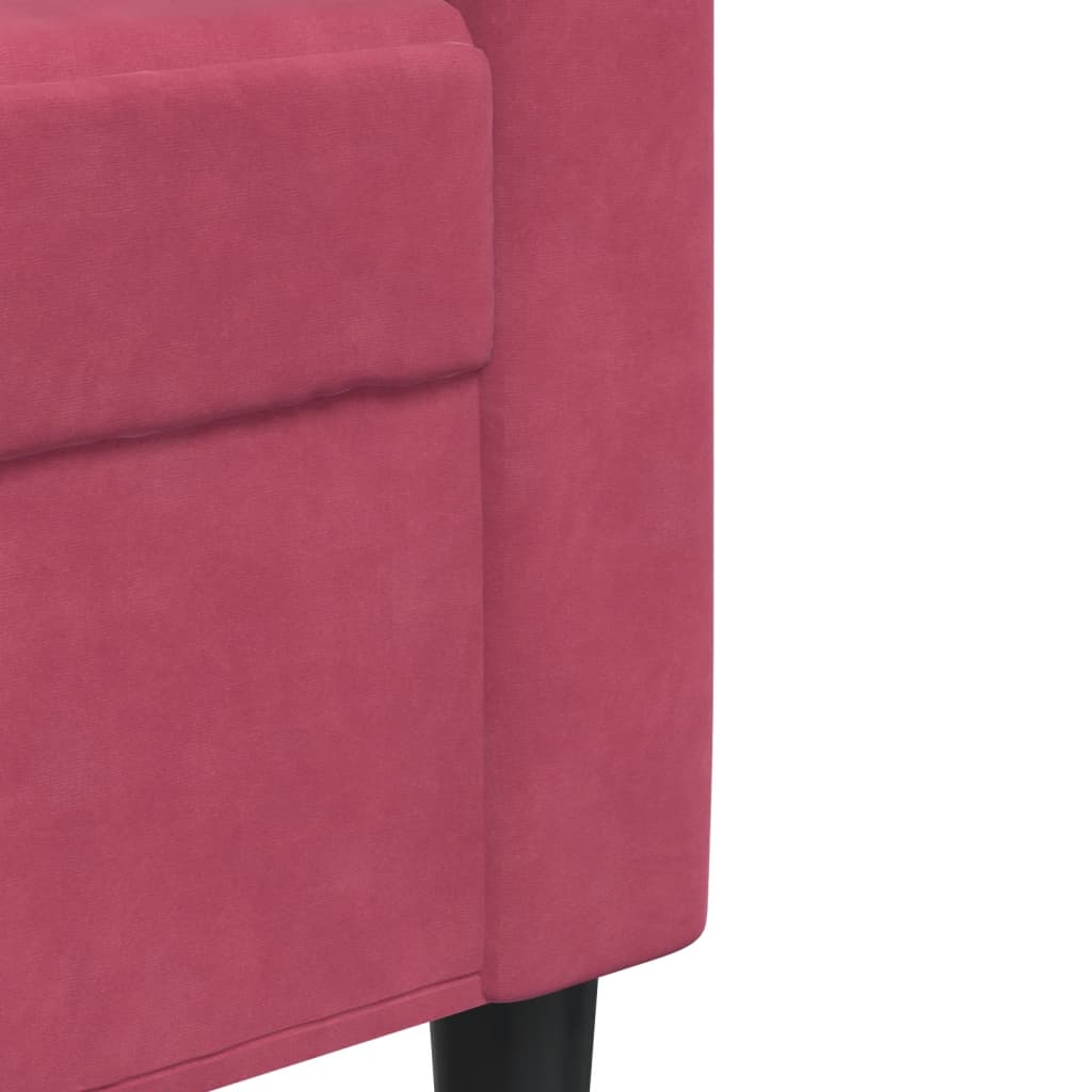 Set di Divani 3 pz con Cuscini e Rinforzi Rosso Vino in Velluto | homemem39