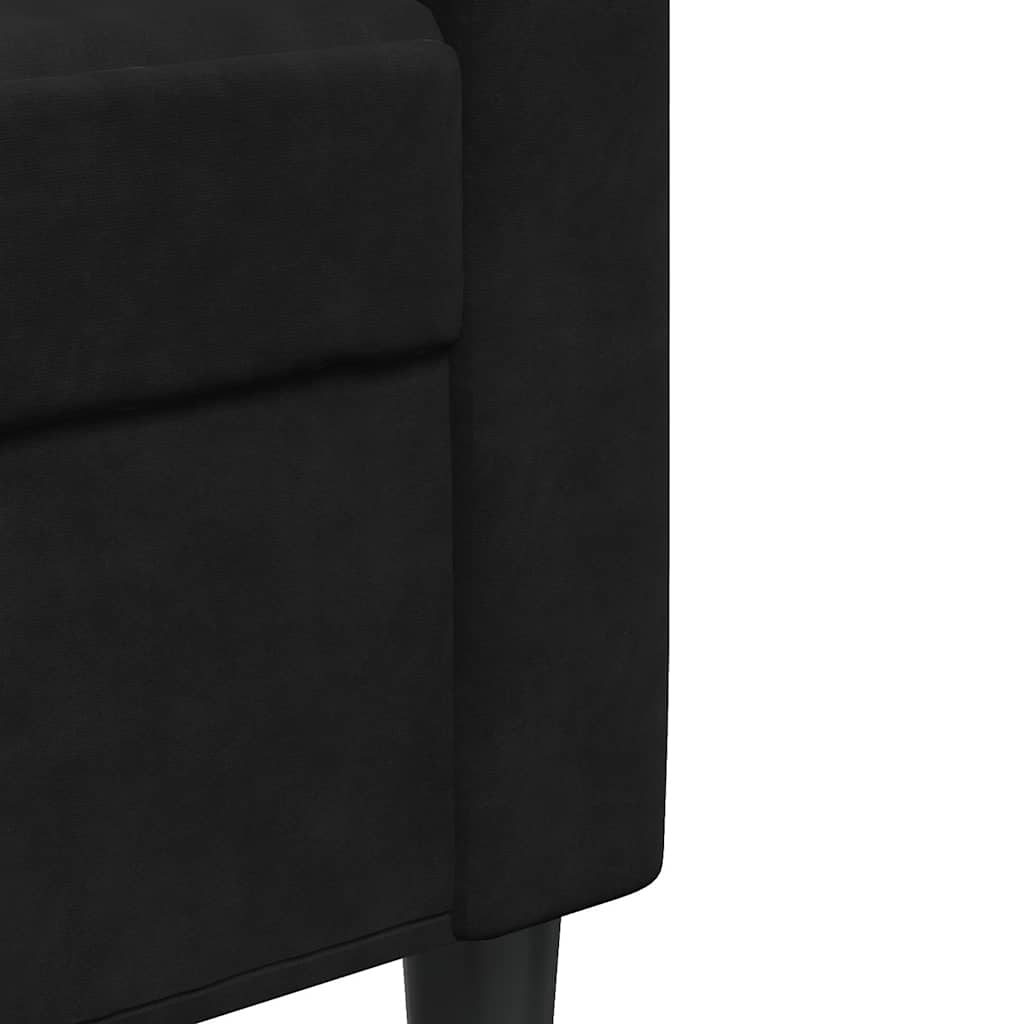 Set di Divani 3 pz con Cuscini e Rinforzi Nero in Velluto | homemem39