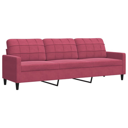 Set di Divani 3 pz con Cuscini Rosso Vino in Velluto | homemem39