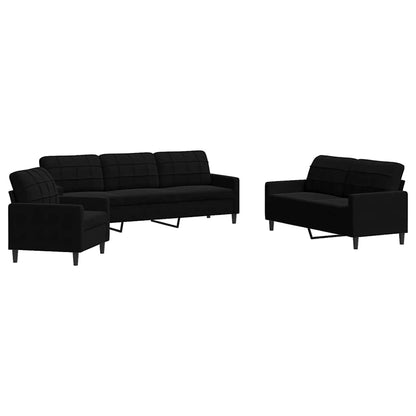 Set di Divani 3 pz con Cuscini Nero in Velluto | homemem39