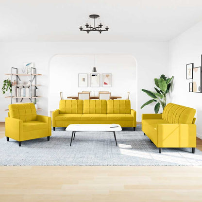Set di Divani 3 pz con Cuscini giallo in Velluto | homemem39
