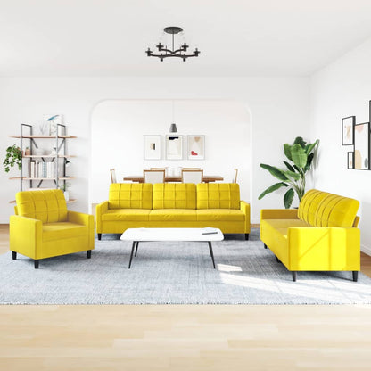Set di Divani 3 pz con Cuscini giallo in Velluto - homemem39