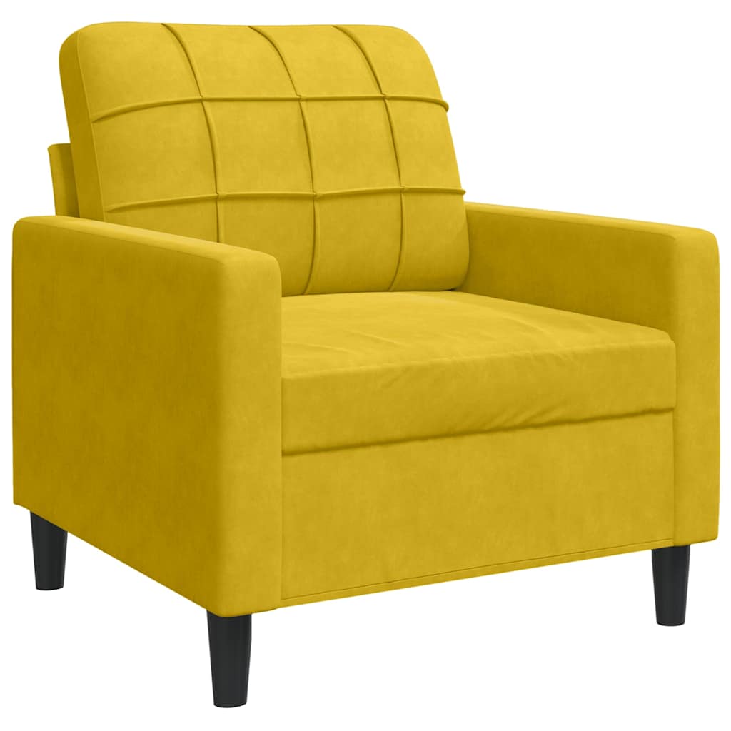 Set di Divani 3 pz con Cuscini giallo in Velluto | homemem39