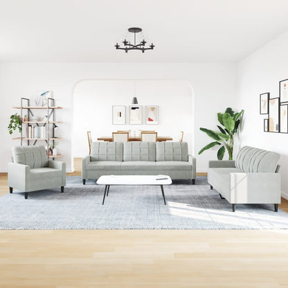 Set di Divani 4 pz con Cuscini Grigio Chiaro in Velluto - homemem39