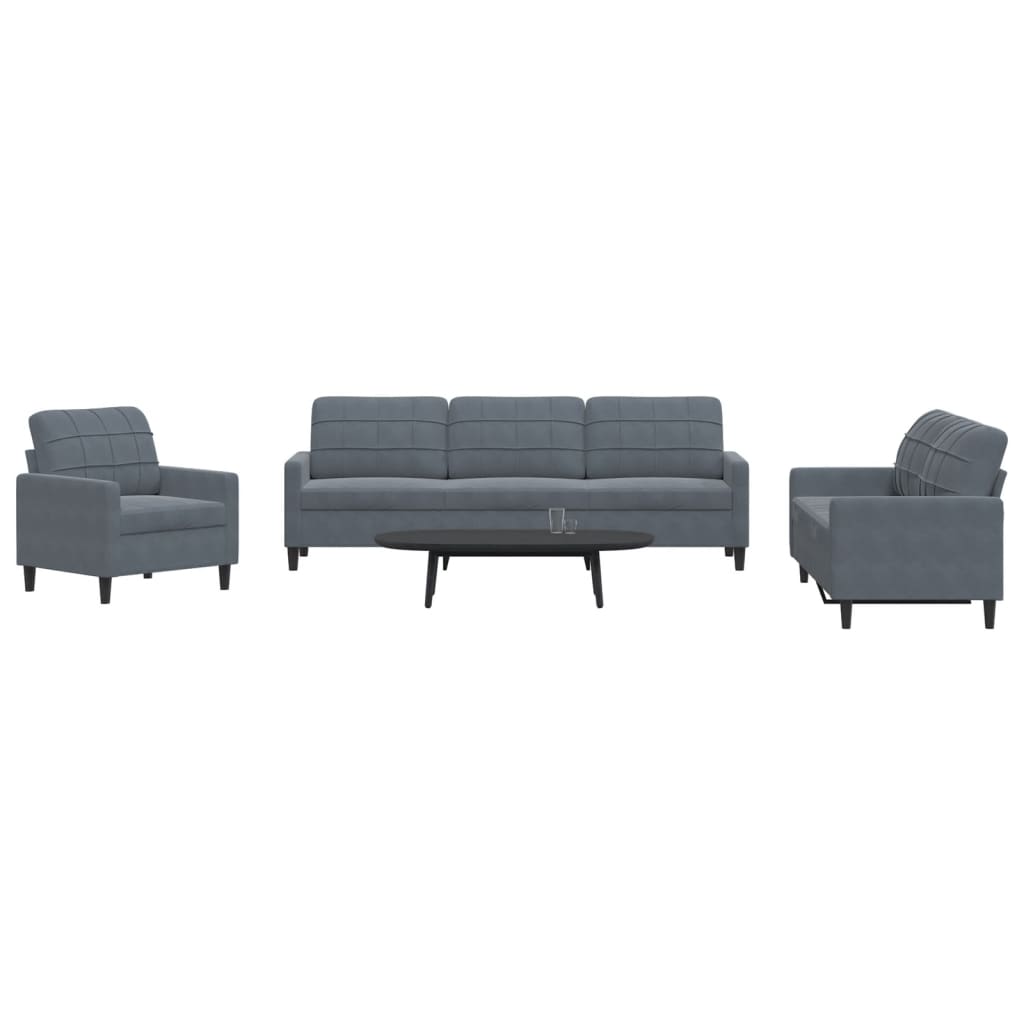 Set di Divani 4 pz con Cuscini Grigio Scuro in Velluto - homemem39